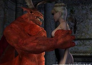 3D Animation: Red Demon Fucks Blond babe