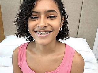 18 Year Old Puerto Rican with braces makes the brush sly porn