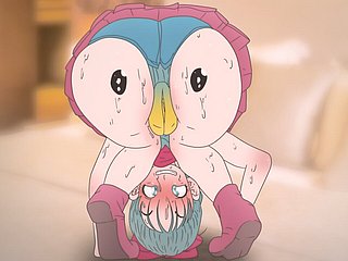 Bulma의 엉덩이에 Piplup! Pokemon과 Frightfulness Bop Anime Hentai (Cartoon 2d Sex) 포르노